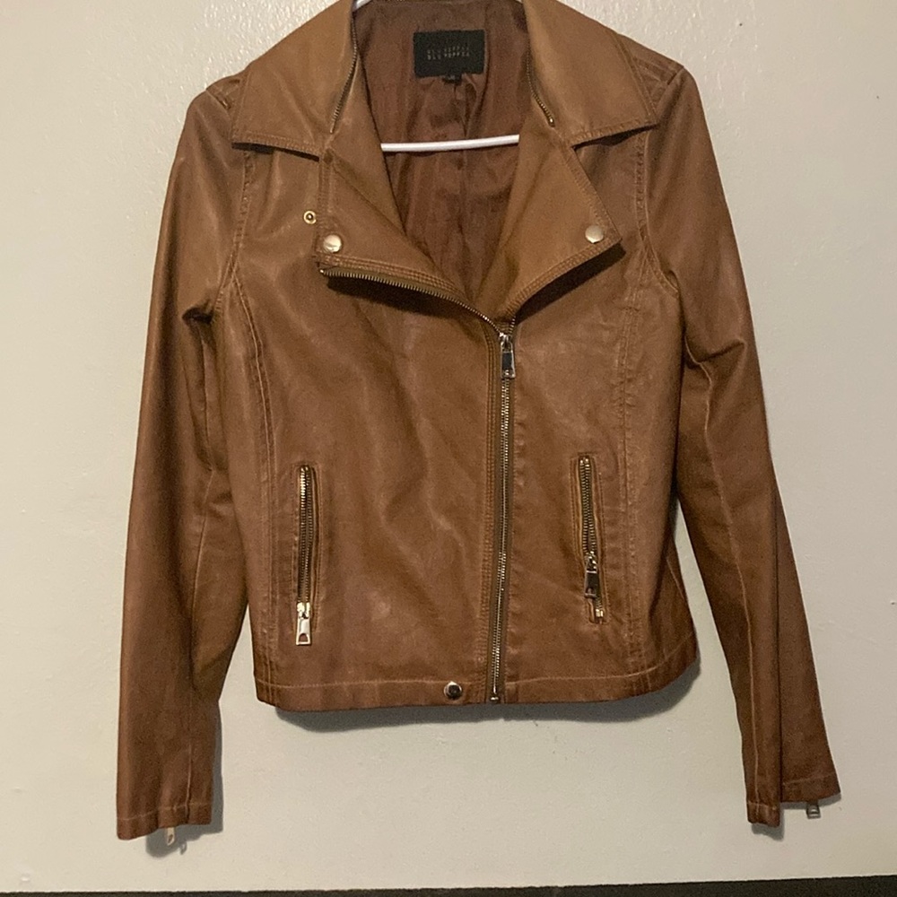 Brown Faux Leather Jacket
